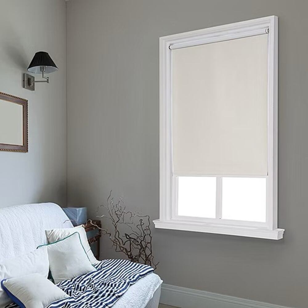 36.25x64 Paige Cut To Width Cordless Blackout Unfringed Roller Shade Ivory Vapor
